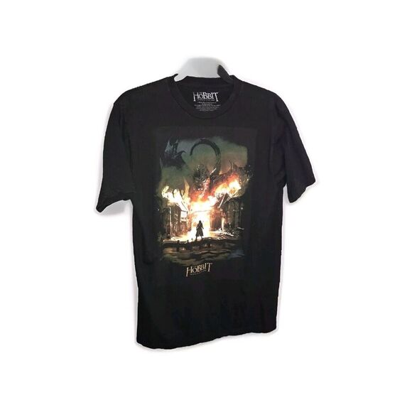 The‎ Hobbit T-shirt Battle of the Five Armies Medium T-Shirt Black Dragon Fire - Picture 1 of 9